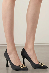 Camille Esnek Yumuşak Kaymaz Taban (10 cm) Siyah Süet V Toka Kadın Topuklu Ayakkabı