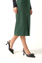 Jolie Esnek Kaymaz Taban Siyah Rugan Orta Topuklu(4-6 cm) Köşe Fiyonk Klasik Topuklu Ayakkabı